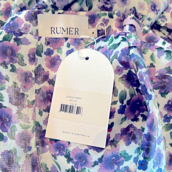 Rumer Revolve NWT luxurious skirt with leg Slit floral purple maxi skirt Medium - Picture 3 of 5